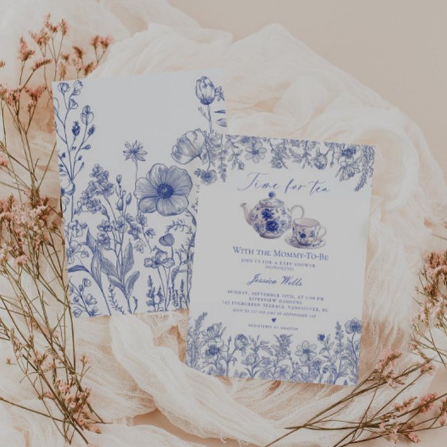 Time For Tea With The Mommy To Be Toile Shower Invitation (Creator Uploaded)