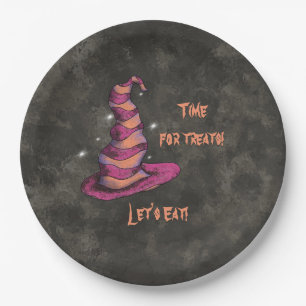Time for treats, Let's Eat Halloween Witch Paper Plate