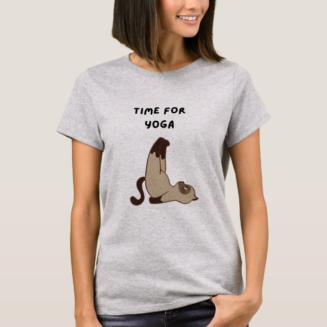 Time For Yoga! Cat Lover Shirt, Humourous Animal  T-Shirt (Front)