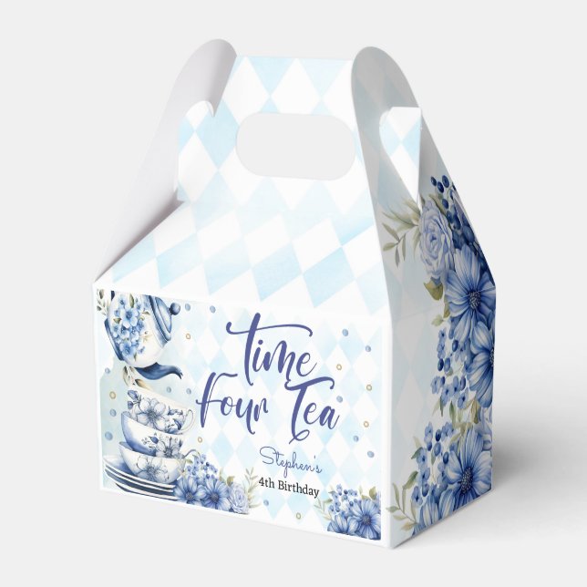 Time four tea, forth birthday for kids favor box (Front Side)