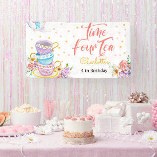 Time four tea, forth tea birthday banner