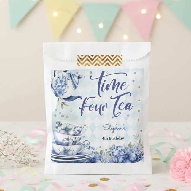 Time four tea, fourth birthday for kids favour bag (Creator Uploaded)