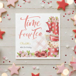 Time four tea, fourth birthday for kids napkin