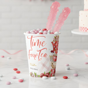 Time four tea, fourth birthday for kids paper cups