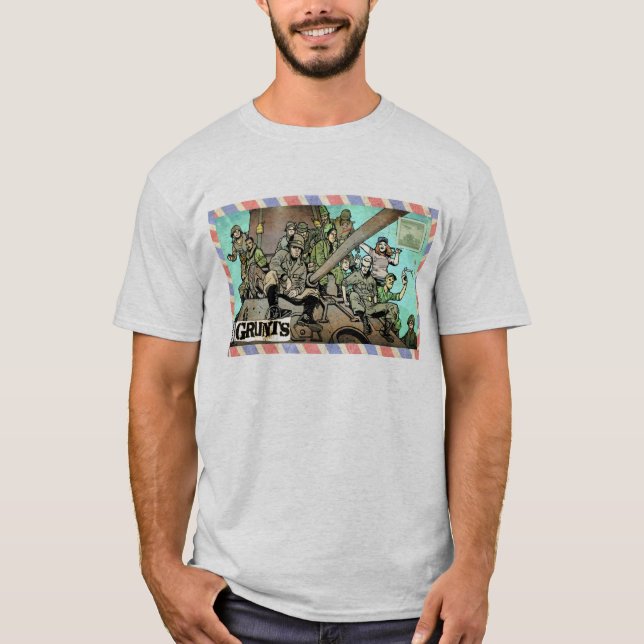 Time Grunts envelope design basic t-shirt (Front)