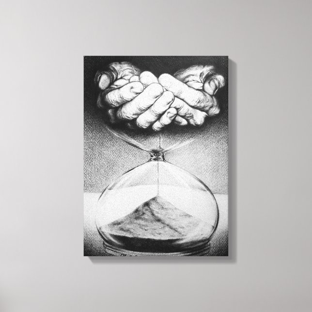 Time Hourglass hands Pencil drawing Surreal art Canvas Print (Front)