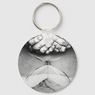 Time Hourglass hands Pencil drawing Surreal art Keychain