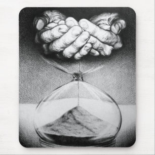 Time Hourglass hands Pencil drawing Surreal art Mouse Pad