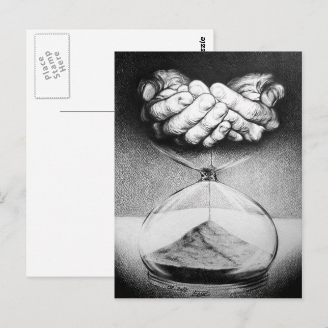 Time hourglass hands Pencil drawing Surreal art Postcard (Front/Back)