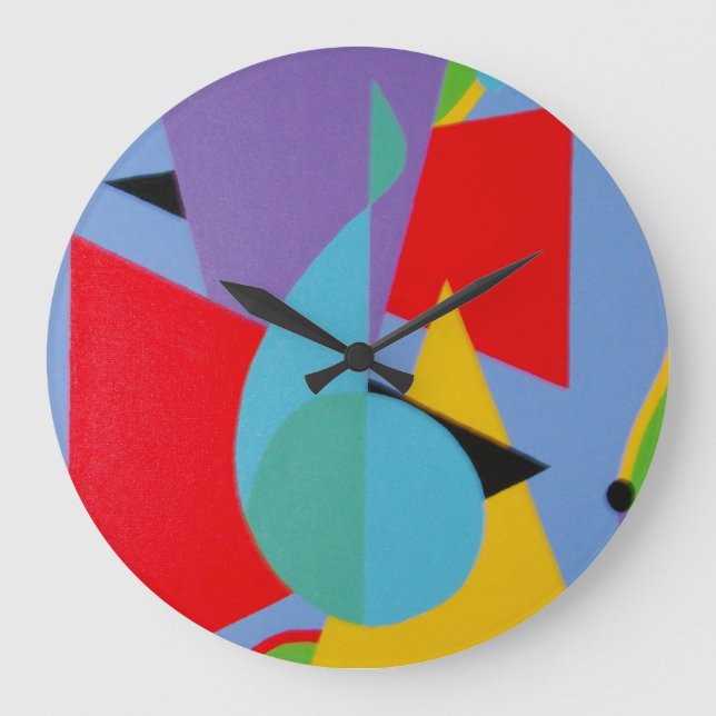 Time in Treble Blue Minimalist Round Clock (Front)