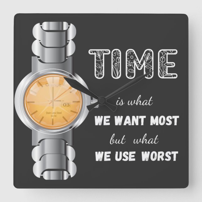 Time Inspirational Quote Clock (Front)
