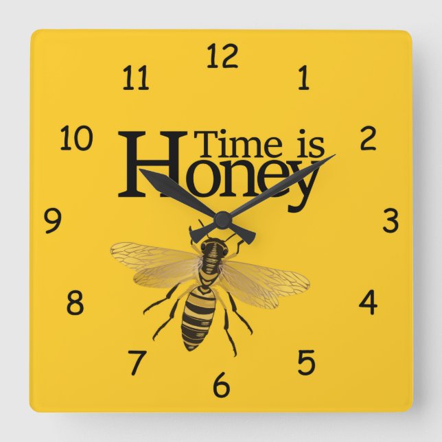 Time is Honey Square Wall Clock (Front)