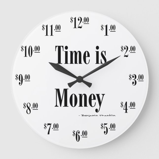 Time is Money Clock - Black text (Front)