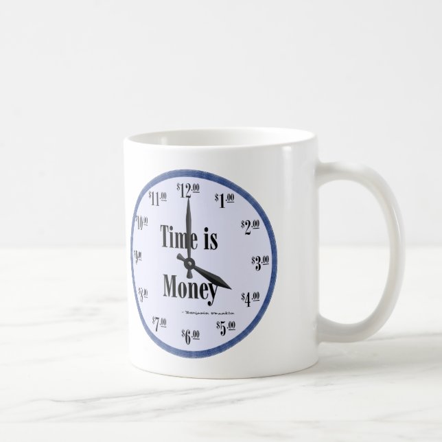 Time is Money - Mug Blue Clock Face (Right)