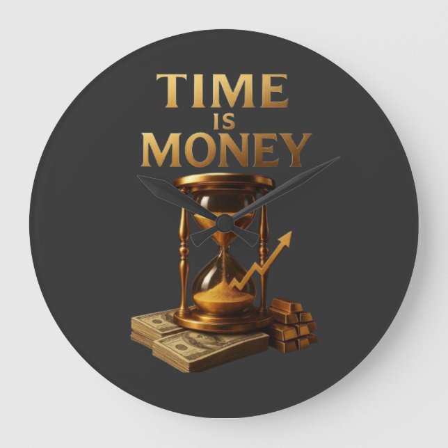 Time Is Money | Powerful Motivational Design Large Clock (Front)