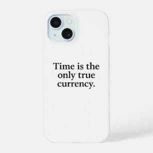 Time Is the Only True Currency – Minimalist Quote iPhone 15 Case