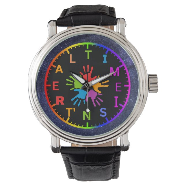 Time Isn't Real psychedelic/starry border  Watch (Front)