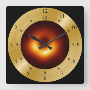 Time Machine Clock~Messier 87 Galaxy~Black Hole ~ Square Wall Clock