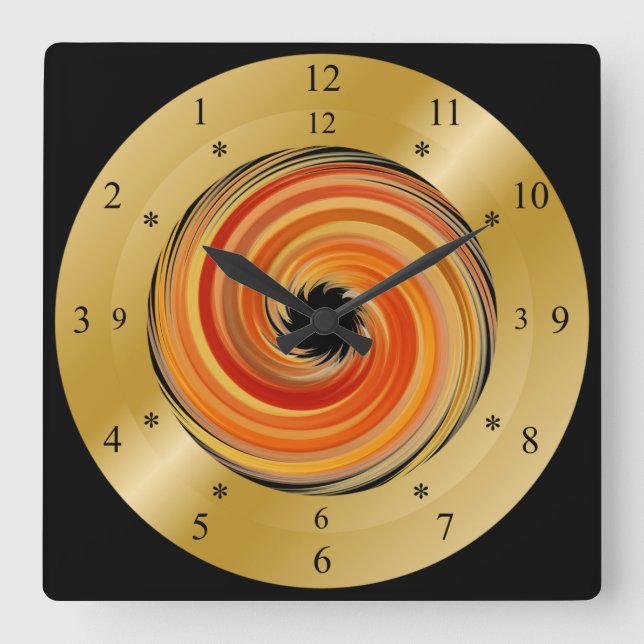 Time Machine Clock ~ Spiral Vortex Orange ~ * ~ (Front)