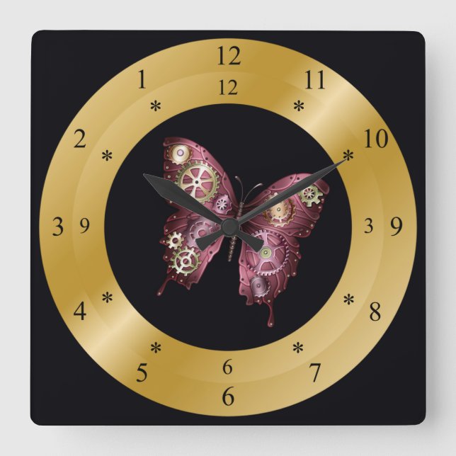 Time Machine Clock ~ Steampunk~ Butterfly~ Gears ~ (Front)