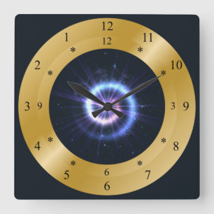 Time Machine ~ Energy Blue Spiral ~ Time Travel Square Wall Clock