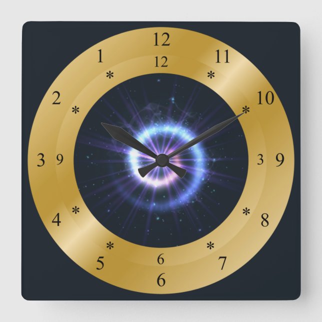 Time Machine ~ Energy Blue Spiral ~ Time Travel Square Wall Clock (Front)