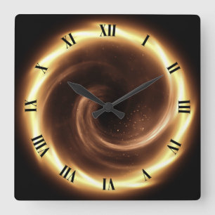 Time Machine ~ Spiral Fire Vortex ~ Time Portal ~  Square Wall Clock