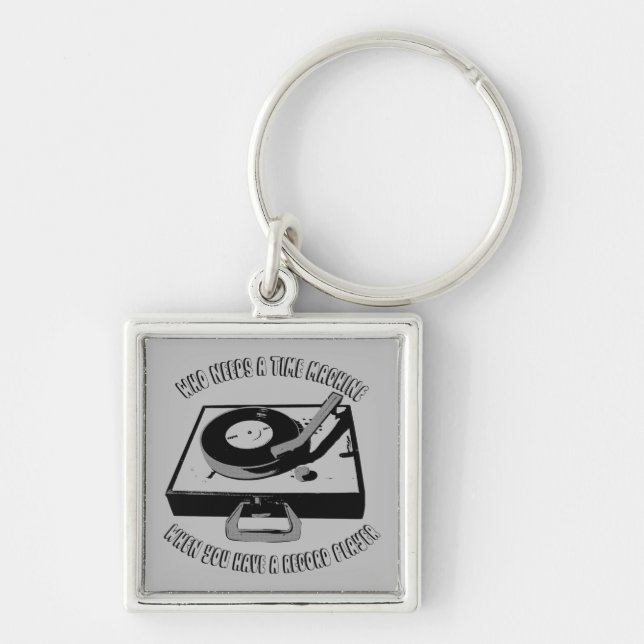 Time Machine Vinyl Record Player Turntable Keychain (Front)