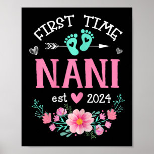 Time Nani Est 2024 Floral Pregnancy Announcement W Poster