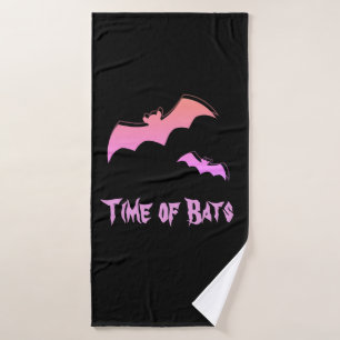 Time of Bats - Pink & Purple Abstract Pop Art Bath Towel