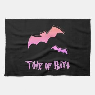 Time of Bats - Pink & Purple Abstract Pop Art Kitchen Towel