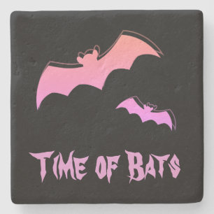 Time of Bats - Pink & Purple Abstract Pop Art Stone Coaster