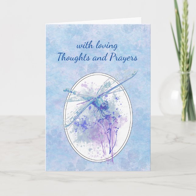  Time of Loss or Sympathy Beautiful Blue Dragonfly Card (Front)