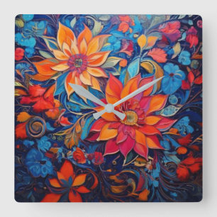 Time of nature square wall clock