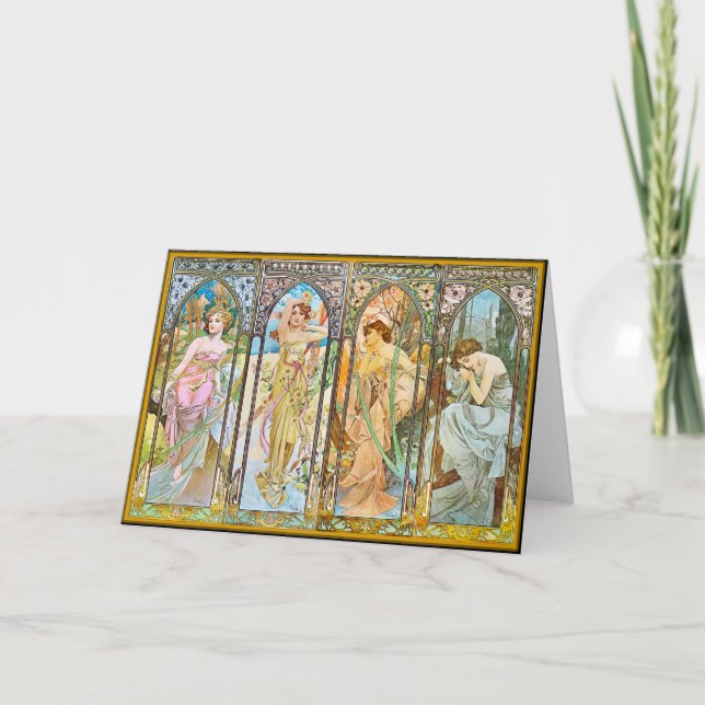 Time of the Day, Alphonse Mucha Card (Front)