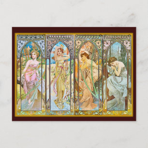 Time of the Day, Alphonse Mucha Postcard