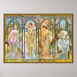 Time of the Day, Alphonse Mucha Poster