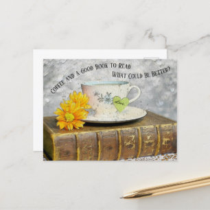 Time Off Vacation Coffee and a Good Book to Read Postcard