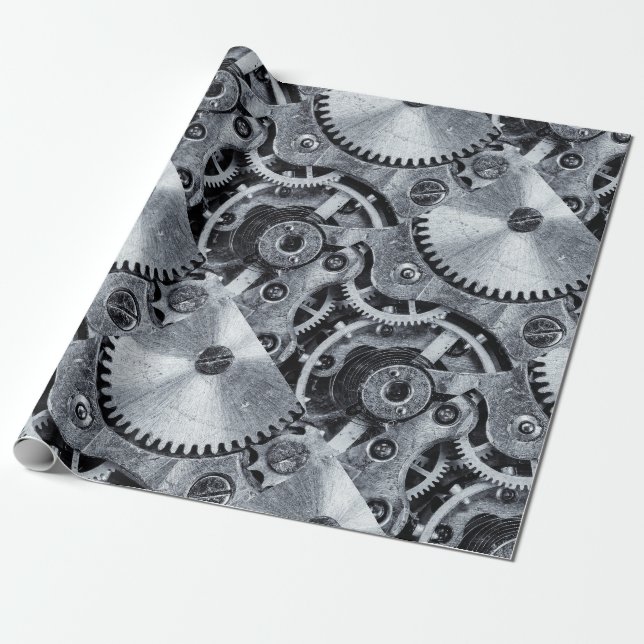 Time Piece Mechanics Wrapping Paper (Unrolled)