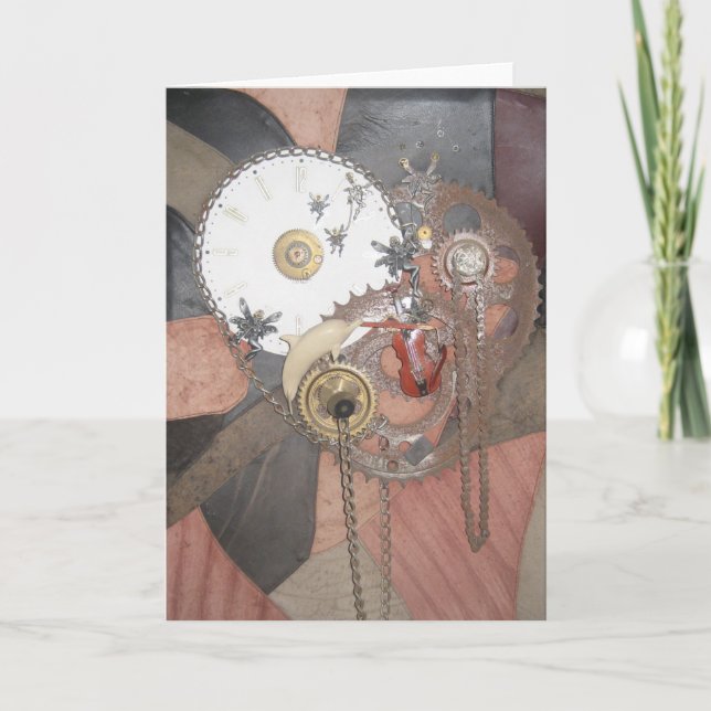 Time Piece on Leather greeting card (Front)