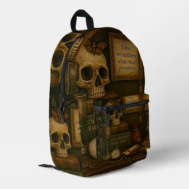 Time Remembers Printed Backpack (Back Corner Left)