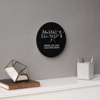 Time Spent Together GPS Coordinates Personalized Round Clock