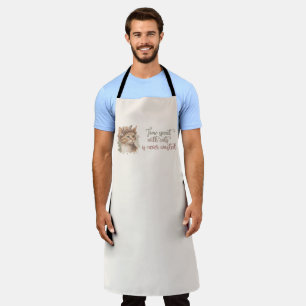 Time Spent With Cats Cute Cat Watercolor Design Apron