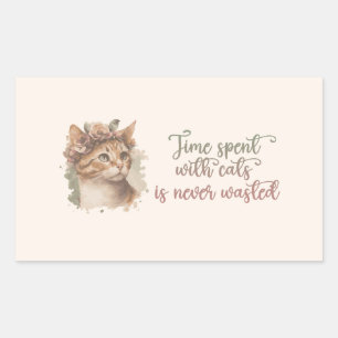 Time Spent With Cats Cute Cat Watercolor Design Sticker