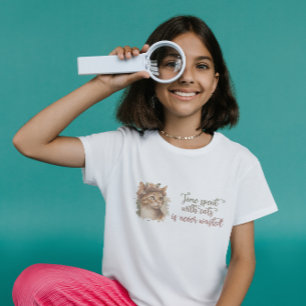 Time Spent With Cats Cute Cat Watercolor Design T-Shirt