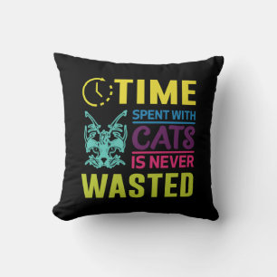 Time Spent With Cats Quote Pillow