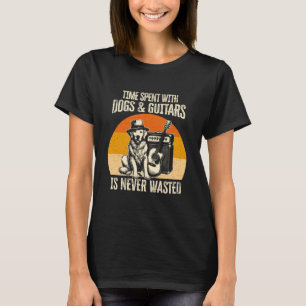 Time Spent with Dogs and Guitars is Never Wasted V T-Shirt