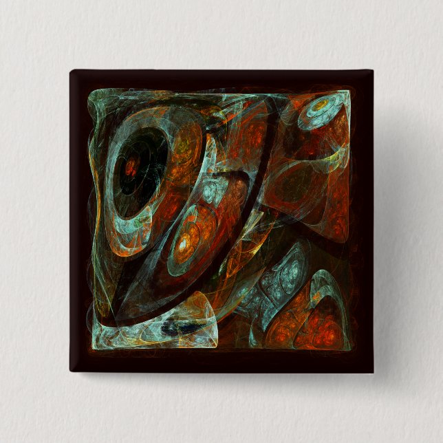 Time Split Abstract Art 2 Inch Square Button (Front)