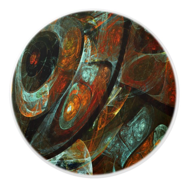 Time Split Abstract Art Ceramic Knob (Front)