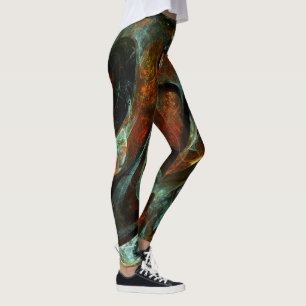 Time Split Abstract Art Leggings